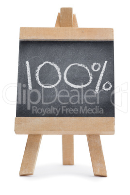 Chalkboard with "100%" written on it