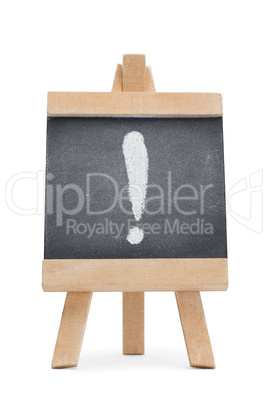 Chalkboard with an exclamation mark written on it