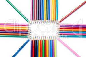 Top view of color pencils shape