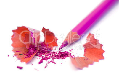 Purple pencil and its peelings