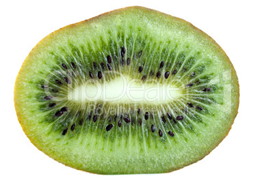 Kiwi slice macro isolated on white