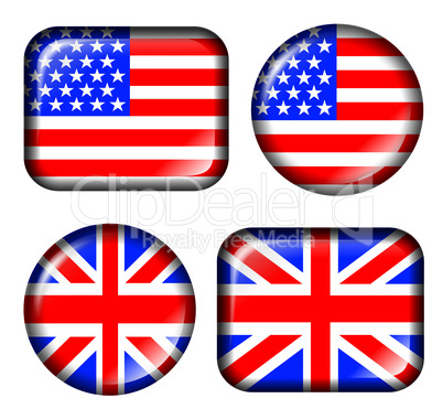 USA and UK Flag Button with 3d effect