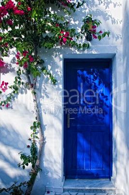 Blue door in greece