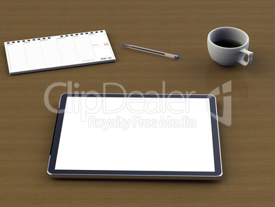 Arbeitsplatz Schreibtisch mit tablet PC