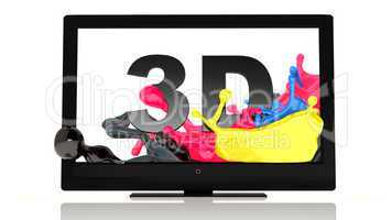 3D TV cmyk paint out of frame