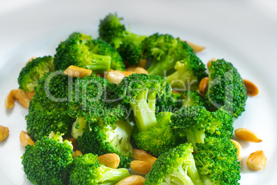 fresh sauteed broccoli and almonds