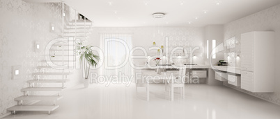 Interior design of modern kitchen panorama 3d render