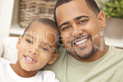 Happy African American Father and Son Family