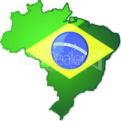Brazil map with flag