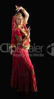 Beauty girl in red traditional indian costume