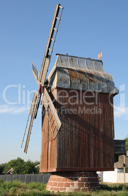 Old Russian wooden windmill 1907 year