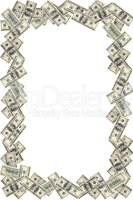 Frame of dollars on white background