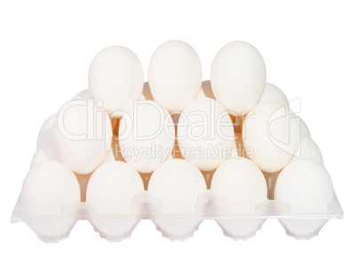 eggs in packing on the white background