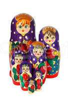 Russian nest-dolls on the white background