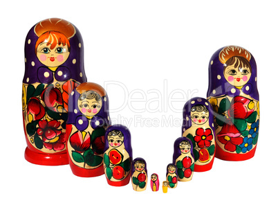Russian nest-dolls on the white background