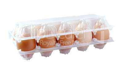 eggs in packing on the white background