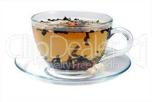 tea in a transparent mug