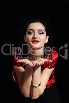 Young beautiful girl in the Chinese kimono