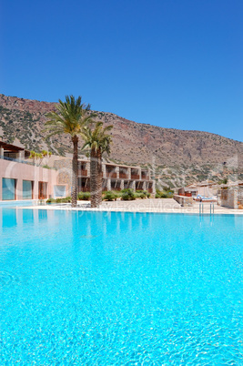 Swimming pool at luxury hotel, Crete, Greece