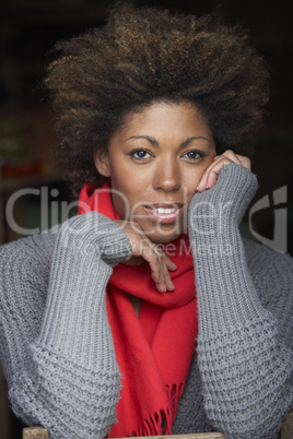 Portrait Of Beautiful Woman Wearing Scarf