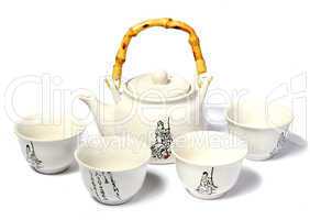 White Chinese tea set