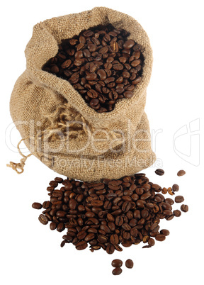 Coffee in a sack and spilled