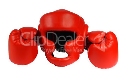 Red boxing-gloves and helmet