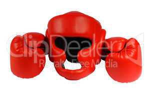 Red boxing-gloves and helmet