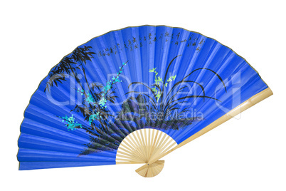 blue Chinese fan