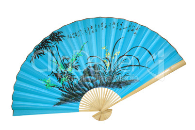 blue Chinese fan