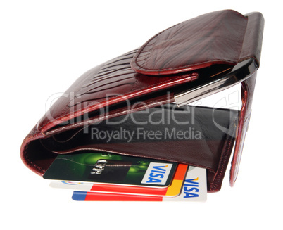 Full purse of money and credit cards