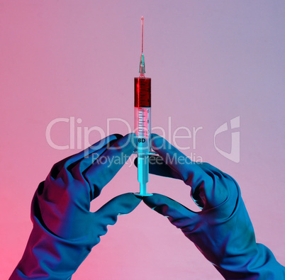 Injection in the hands of doctor