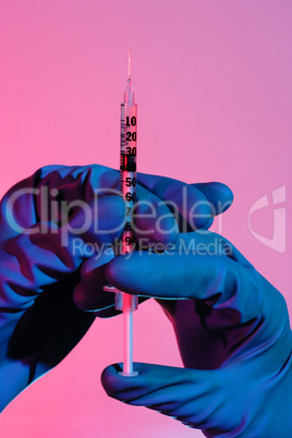 Injection in the hands of doctor