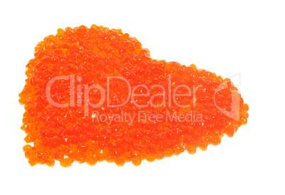 Red caviar in the form of heart
