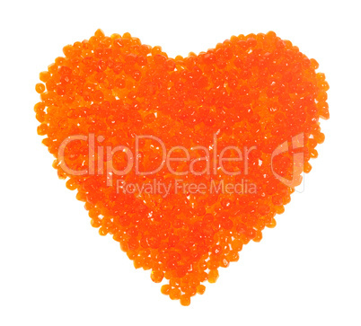 Red caviar in the form of heart