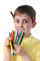 Little boy with crayons