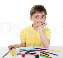 Little boy with crayons