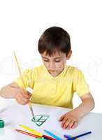 Little boy with crayons