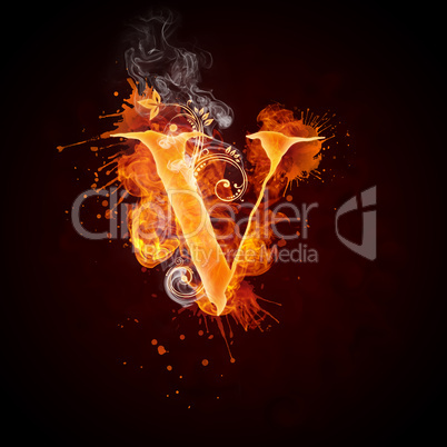 Fire Swirl Letter V