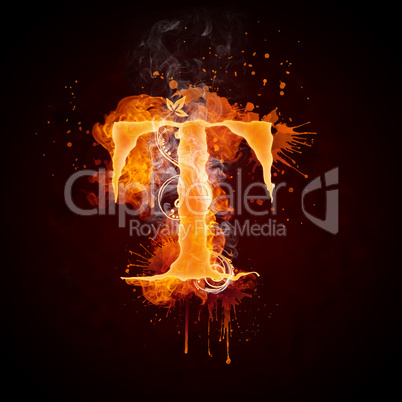 Fire Swirl Letter T