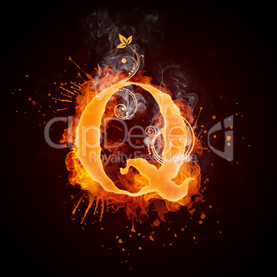 Fire Swirl Letter Q