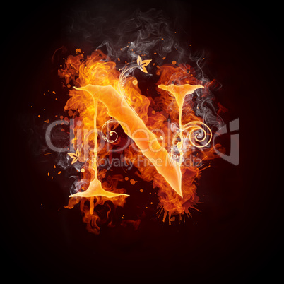 Fire Swirl Letter N