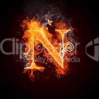 Fire Swirl Letter N