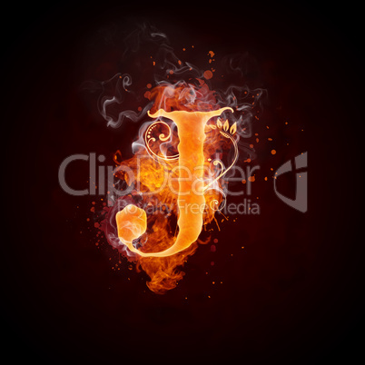 Fire Swirl Letter J