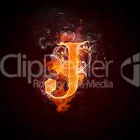 Fire Swirl Letter J