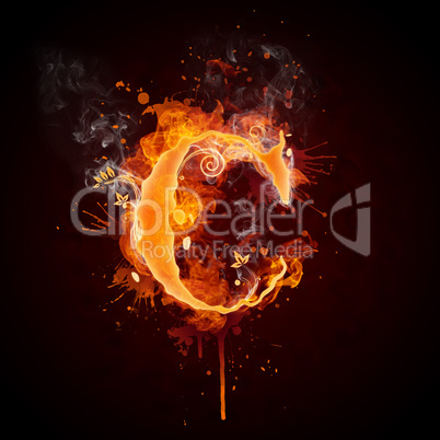 Fire Swirl Letter C