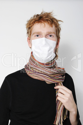 People in masks, ill flu
