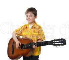 little Boy with old guitar