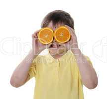 Conceptual image of a person holding oranges