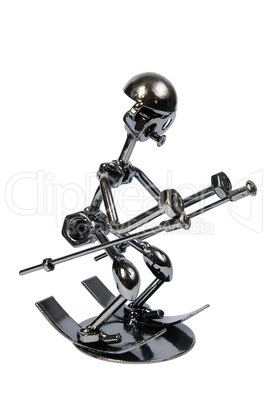 Figurine of skier from a metal
